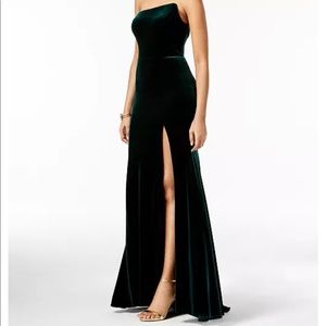 Betsy and Adam strapless velvet gown